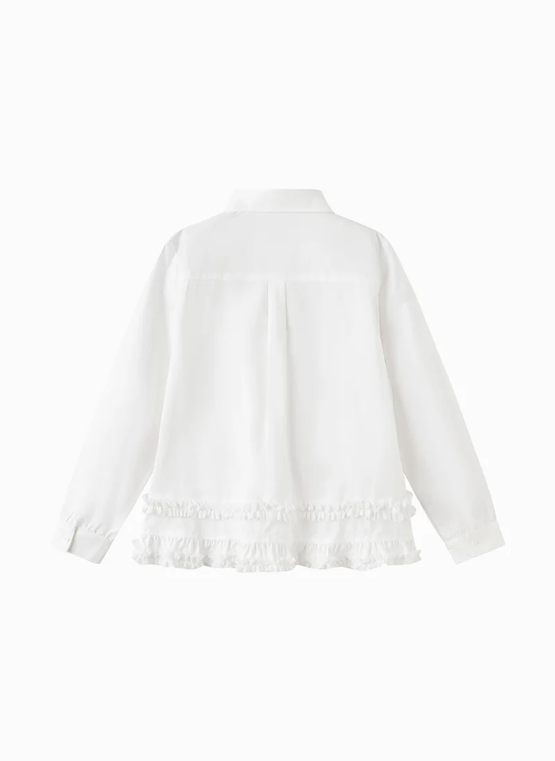 بالابالا قميص أطفال بناتي بأكمام طويلة بلون واحد